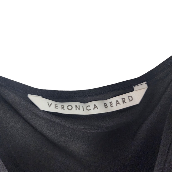 VERONICA BEARD Womens Silk Black V Neck Flowy Spaghetti Strap Slip Dress Sheer - Picture 3 of 7